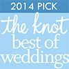 Knot award icon for 2014.  Says 2014 pick the knot best of weddings.
